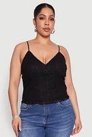 Womens Plus Lace Overlay Cami,