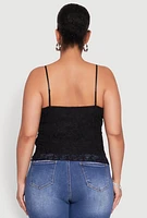 Womens Plus Lace Overlay Cami,