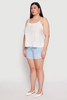 Womens Plus Size Plisse Cami, White, Size 2X