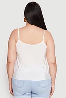 Womens Plus Size Plisse Cami, White, Size 2X