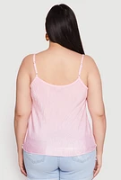 Womens Plus Size Plisse Cami, Pink, Size 2X