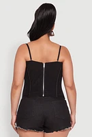 Womens Plus Size Mesh Zip Back Bustier Top, Black, Size 2X
