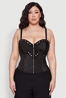 Womens Plus Size Grommet Detail Bustier Top, Black, Size 1X