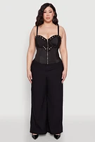 Womens Plus Size Grommet Detail Bustier Top, Black, Size 1X
