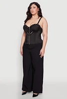 Womens Plus Size Grommet Detail Bustier Top, Black, Size 1X