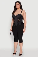 Womens Plus Size Checkered Mesh Bustier Top, Black, Size 3X