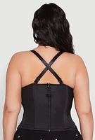 Womens Plus Size Checkered Mesh Bustier Top, Black, Size 3X