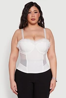 Womens Plus Size Faux Fur Sweetheart Bustier Top, White, Size 1X