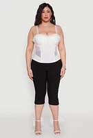 Womens Plus Size Faux Fur Sweetheart Bustier Top, White, Size 3X