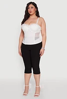 Womens Plus Size Faux Fur Sweetheart Bustier Top, White, Size 1X