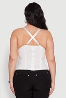 Womens Plus Size Faux Fur Sweetheart Bustier Top, White, Size 1X