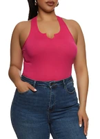 Womens Plus Seamless Notch Neck Racerback Tank Bodysuit,