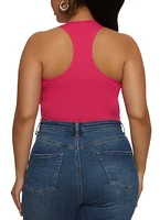 Womens Plus Seamless Notch Neck Racerback Tank Bodysuit,
