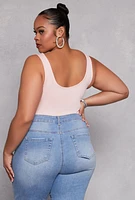 Womens Plus Size Rhinestone Studded Bodysuit, Pink, Size 2X-3X