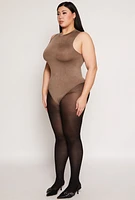 Womens Plus Acid Wash Mock Neck Bodysuit, 2X-3X