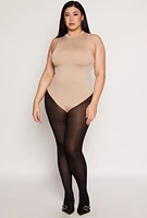 Womens Plus Acid Wash Mock Neck Bodysuit, 1X-2X