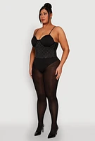 Womens Plus Size Rhinestone Ruched Padded Bustier Bodysuit, Black, Size 3X