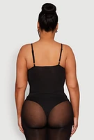 Womens Plus Size Rhinestone Ruched Padded Bustier Bodysuit, Black, Size 3X