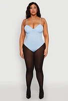 Womens Plus Rhinestone Ruched Padded Bustier Bodysuit, 3X