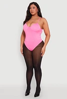 Womens Plus Size Rhinestone Bustier Bodysuit, Pink, Size 1X