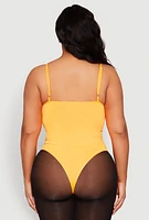 Womens Plus Size Rhinestone Bustier Bodysuit, Orange, Size 2X