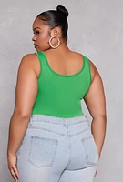 Womens Plus Square Neck Tank Bodysuit,