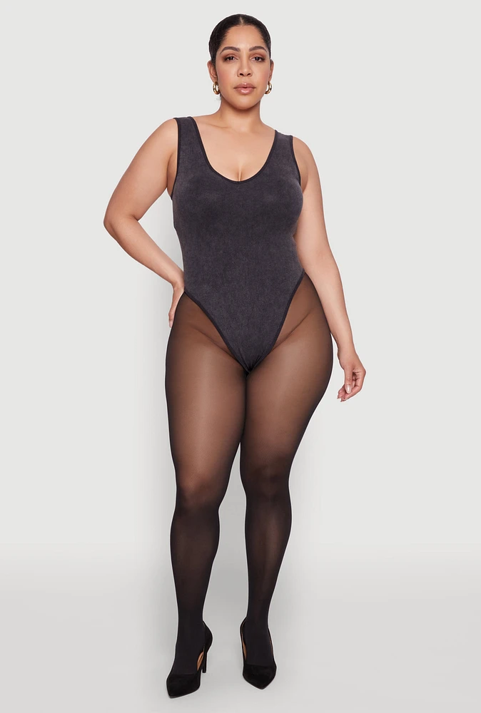 Womens Plus Mineral Wash Tank Bodysuit,