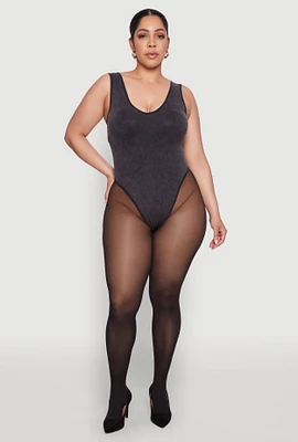 Womens Plus Mineral Wash Tank Bodysuit,