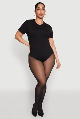 Womens Plus Short Sleeve Bodysuit,