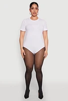 Womens Plus Size Short Sleeve Bodysuit, White, Size 1X