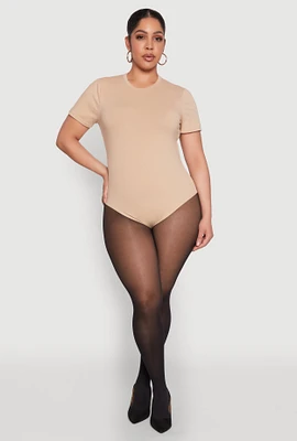 Womens Plus Short Sleeve Bodysuit,