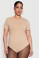 Womens Plus Short Sleeve Bodysuit,