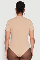 Womens Plus Short Sleeve Bodysuit,