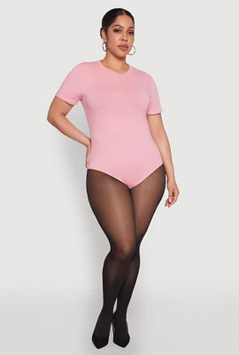 Womens Plus Short Sleeve Bodysuit,