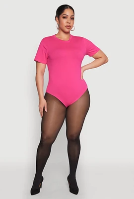 Womens Plus Short Sleeve Bodysuit,