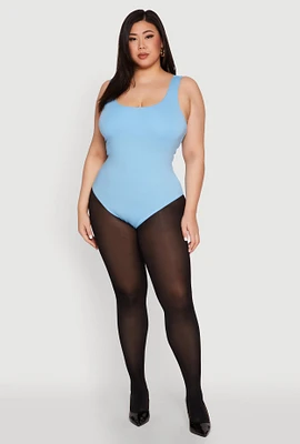 Womens Plus Double Layered Scoop Neck Bodysuit,