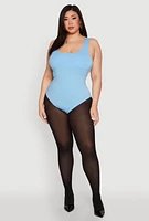Womens Plus Double Layered Scoop Neck Bodysuit,