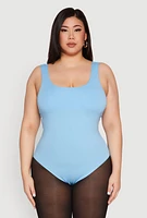 Womens Plus Double Layered Scoop Neck Bodysuit,