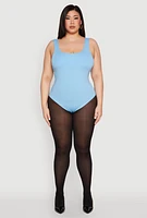Womens Plus Double Layered Scoop Neck Bodysuit,