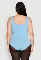 Womens Plus Double Layered Scoop Neck Bodysuit,