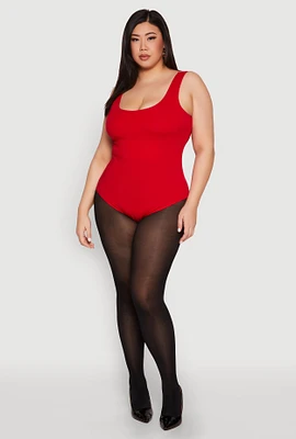 Womens Plus Double Layered Scoop Neck Bodysuit,