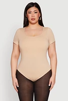 Womens Plus Scoop Neck Double Layered Bodysuit, 3X