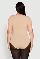 Womens Plus Scoop Neck Double Layered Bodysuit, 3X