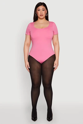Womens Plus Scoop Neck Double Layered Bodysuit,