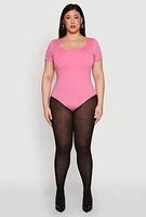 Womens Plus Scoop Neck Double Layered Bodysuit,