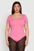 Womens Plus Scoop Neck Double Layered Bodysuit,
