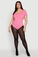 Womens Plus Scoop Neck Double Layered Bodysuit,