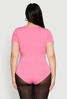 Womens Plus Scoop Neck Double Layered Bodysuit,