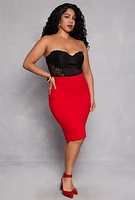 Womens Plus Lace Detail Convertible Bustier Bodysuit,