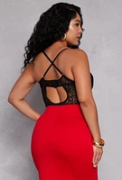 Womens Plus Lace Detail Convertible Bustier Bodysuit, 3X
